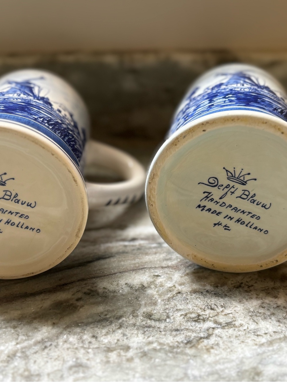 DELFT BLAUW Handpainted Made in Holland STEIN MUG set of 2 - Picture 2 of 9
